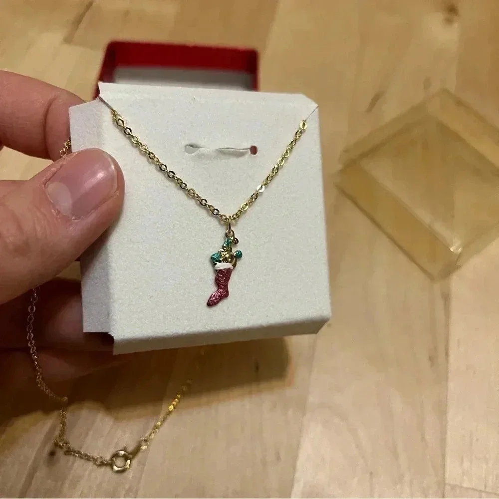 Christmas Stocking Little Girls Jewelry Set Necklace Ring